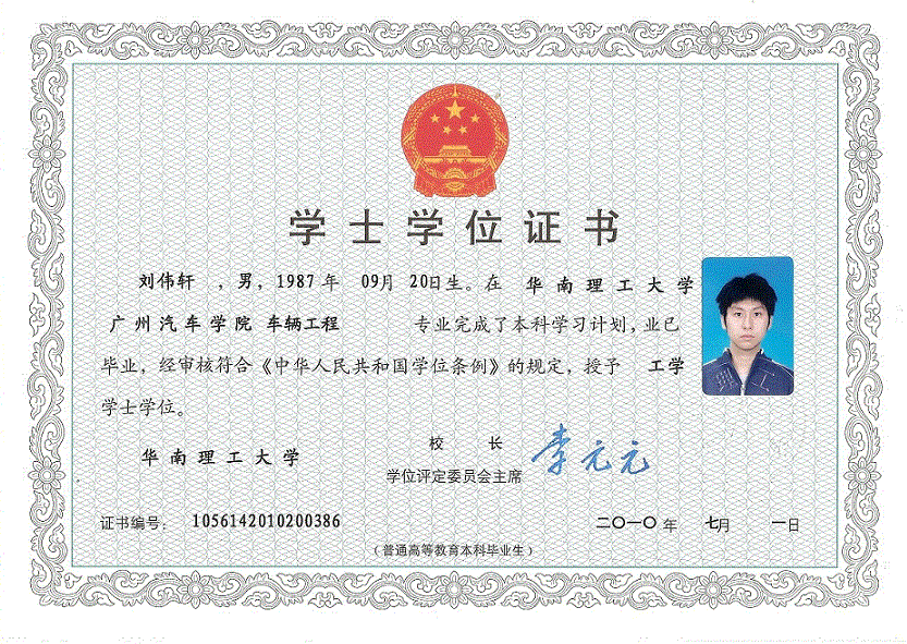 学士学位证书